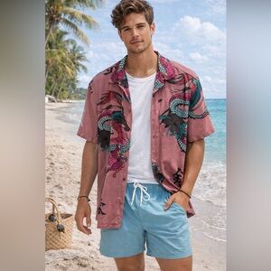 Fierce Dragon Rayon Shirt- Brooklyn Cloth- M